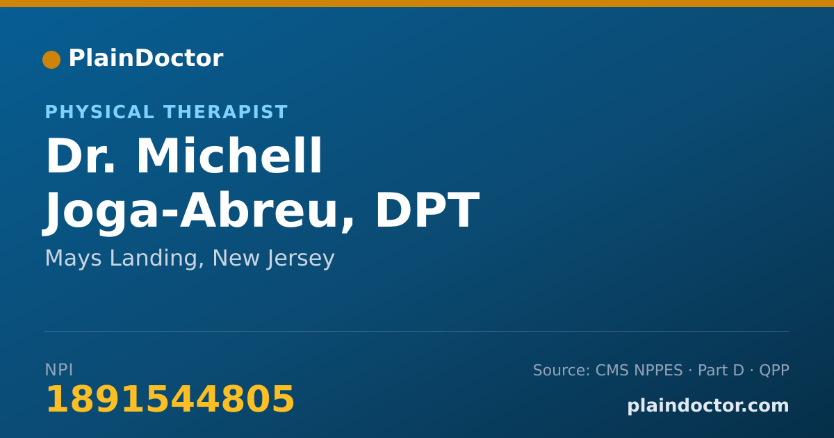 Shareable card for Michell Joga-Abreu, DPT - Physical Therapist, Mays Landing, NJ