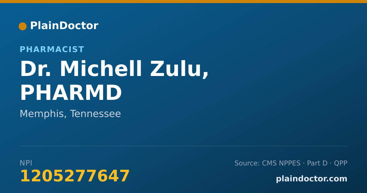 Shareable card for Michell Zulu, PHARMD - Pharmacist, Memphis, TN