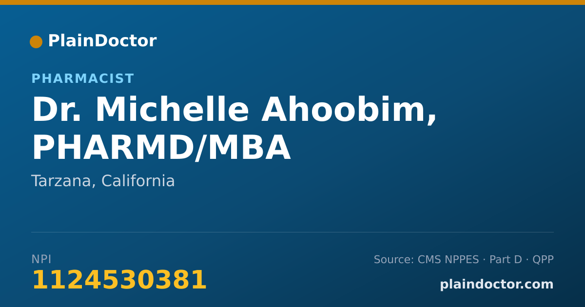 Shareable card for Michelle Ahoobim, PHARMD/MBA - Pharmacist, Tarzana, CA