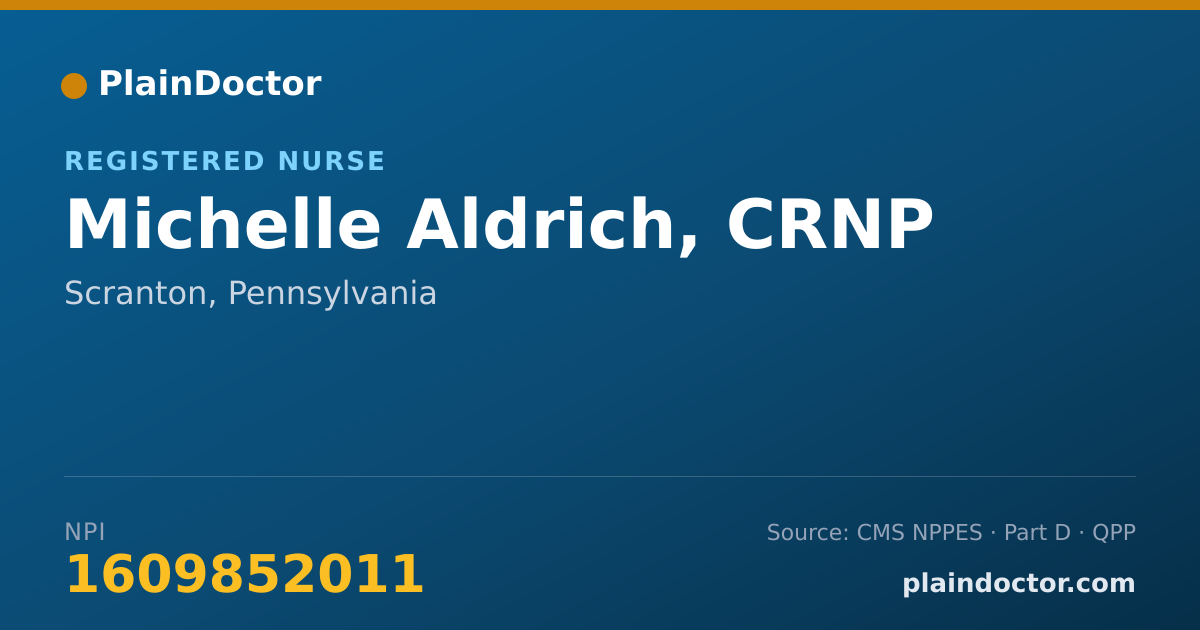 Shareable card for Michelle Aldrich, CRNP - Registered Nurse, Scranton, PA