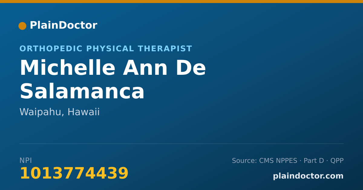 Shareable card for Michelle Ann De Salamanca - Orthopedic Physical Therapist, Waipahu, HI