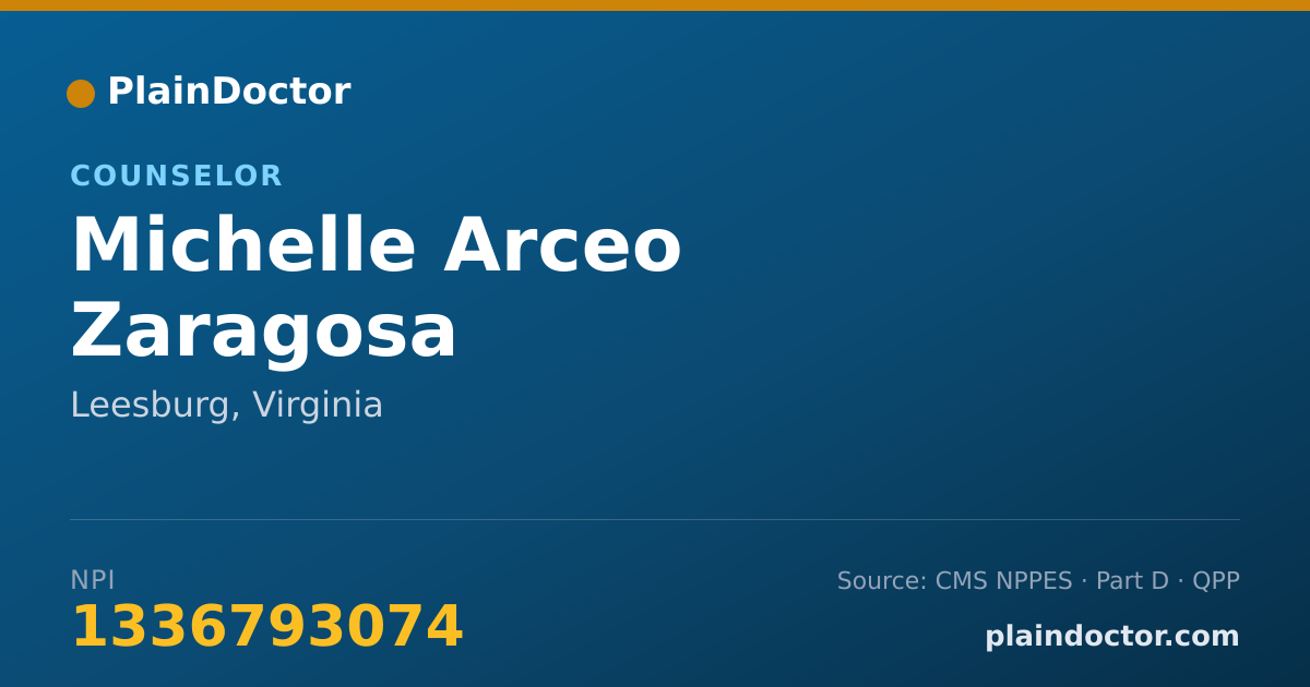 Shareable card for Michelle Arceo Zaragosa - Counselor, Leesburg, VA