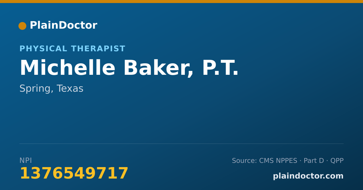 Shareable card for Michelle Baker, P.T. - Physical Therapist, Spring, TX