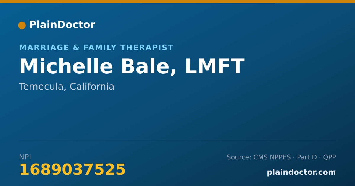 Shareable card for Michelle Bale, LMFT - Marriage & Family Therapist, Temecula, CA