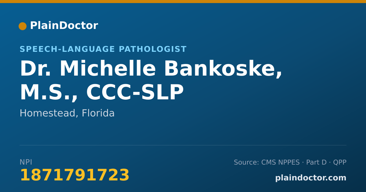 Shareable card for Michelle Bankoske, M.S., CCC-SLP - Speech-Language Pathologist, Homestead, FL