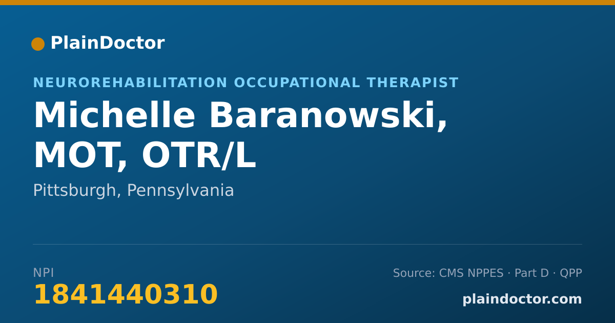 Shareable card for Michelle Baranowski, MOT, OTR/L - Neurorehabilitation Occupational Therapist, Pittsburgh, PA