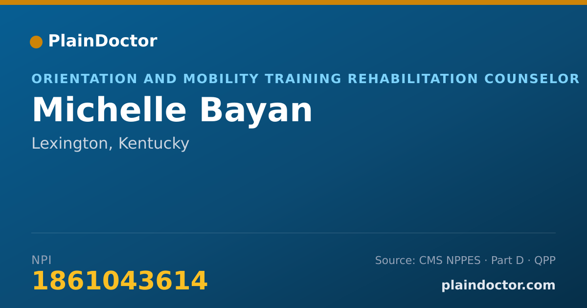 Shareable card for Michelle Bayan - Orientation and Mobility Training Rehabilitation Counselor, Lexington, KY