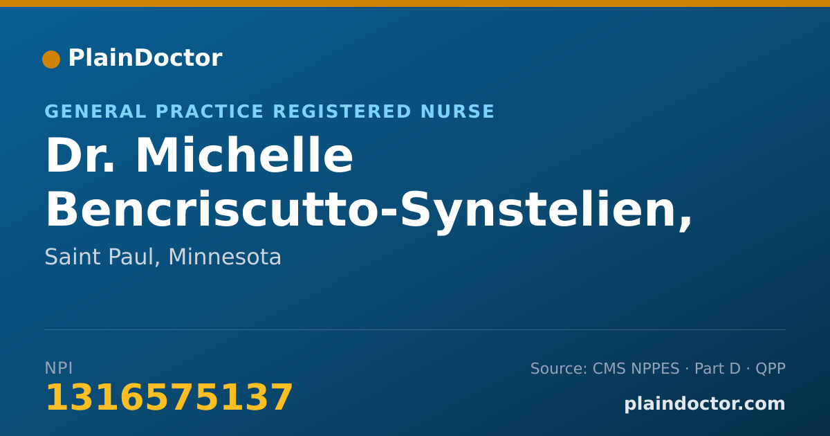 Shareable card for Michelle Bencriscutto-Synstelien, RN - General Practice Registered Nurse, Saint Paul, MN