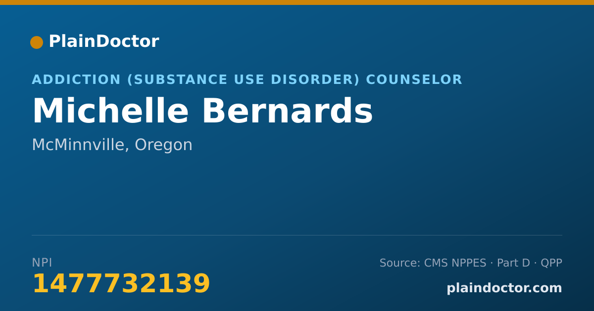 Shareable card for Michelle Bernards - Addiction (Substance Use Disorder) Counselor, McMinnville, OR