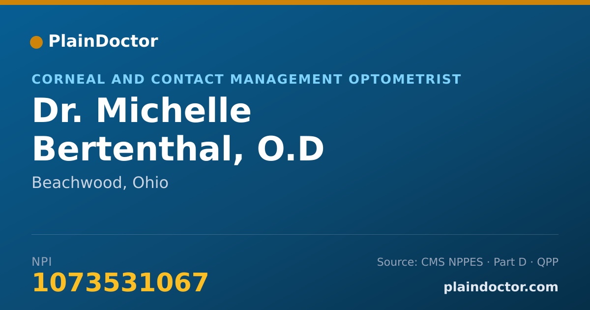 Shareable card for Michelle Bertenthal, O.D - Corneal and Contact Management Optometrist, Beachwood, OH