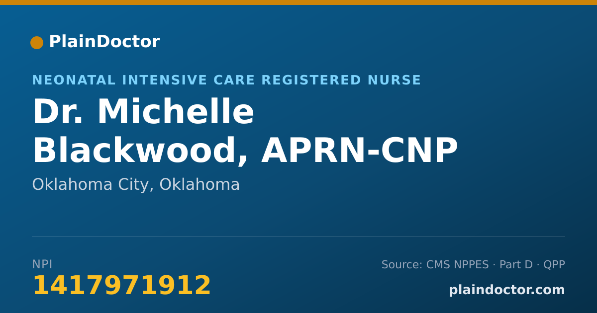 Shareable card for Michelle Blackwood, APRN-CNP - Neonatal Intensive Care Registered Nurse, Oklahoma City, OK
