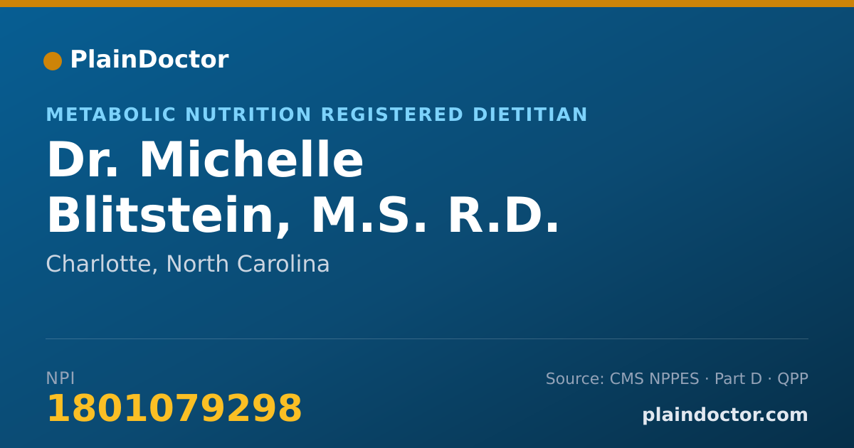 Shareable card for Michelle Blitstein, M.S. R.D. - Metabolic Nutrition Registered Dietitian, Charlotte, NC