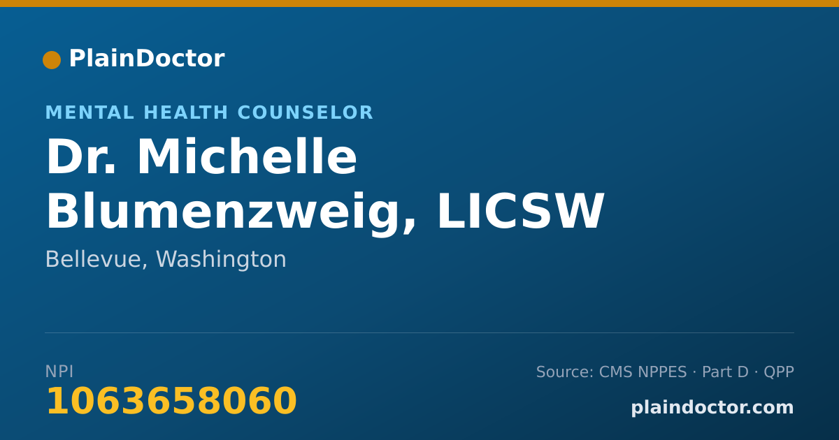 Shareable card for Michelle Blumenzweig, LICSW - Mental Health Counselor, Bellevue, WA