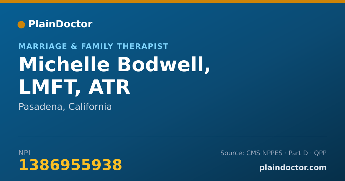 Shareable card for Michelle Bodwell, LMFT, ATR - Marriage & Family Therapist, Pasadena, CA