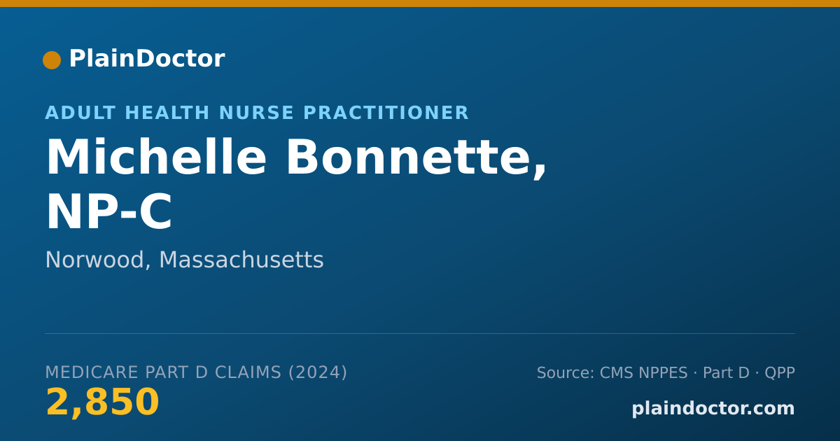 Shareable card for Michelle Bonnette, NP-C - Adult Health Nurse Practitioner, Norwood, MA
