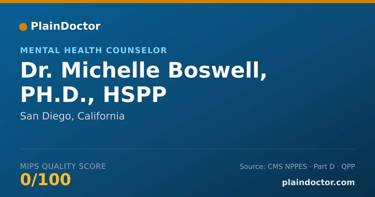 Shareable card for Michelle Boswell, PH.D., HSPP - Mental Health Counselor, San Diego, CA