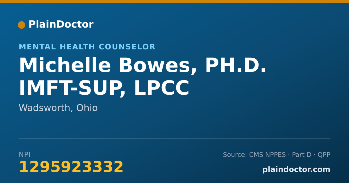 Shareable card for Michelle Bowes, PH.D. IMFT-SUP, LPCC - Mental Health Counselor, Wadsworth, OH