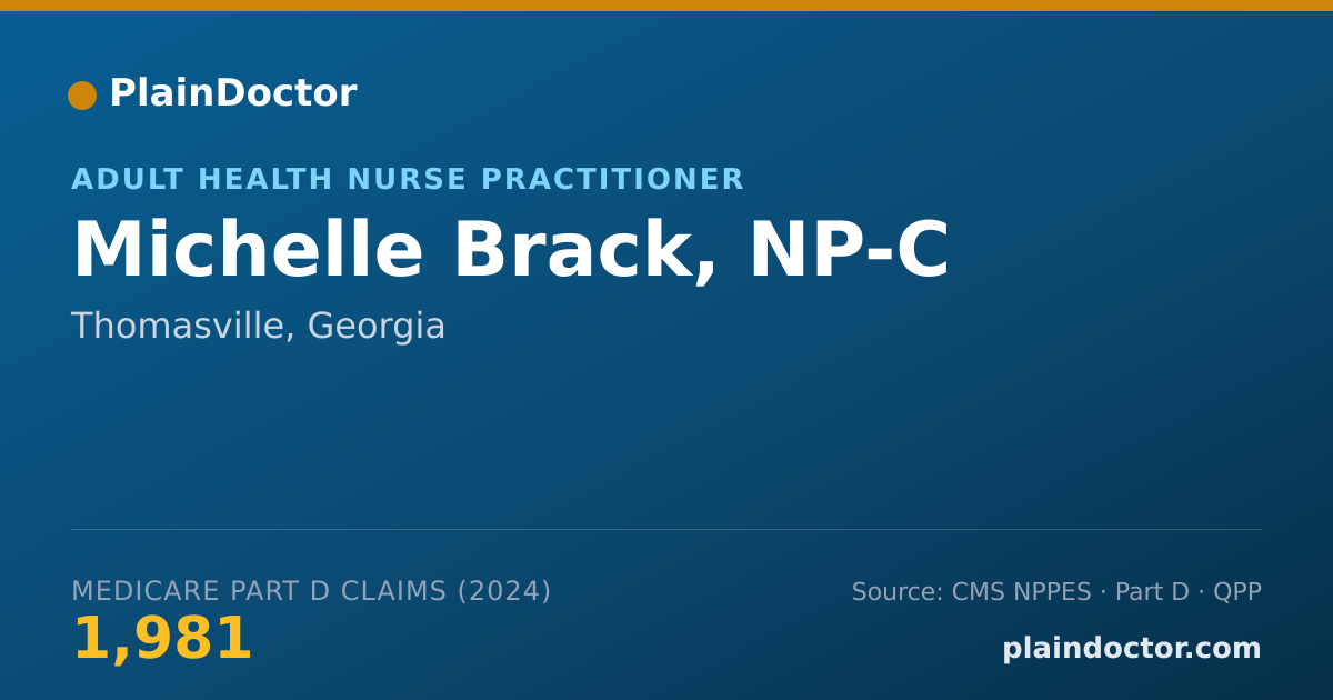 Shareable card for Michelle Brack, NP-C - Adult Health Nurse Practitioner, Thomasville, GA