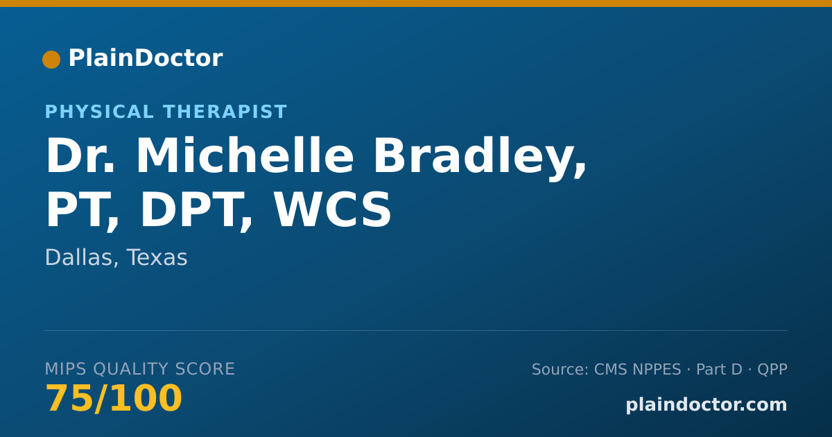 Shareable card for Michelle Bradley, PT, DPT, WCS - Physical Therapist, Dallas, TX