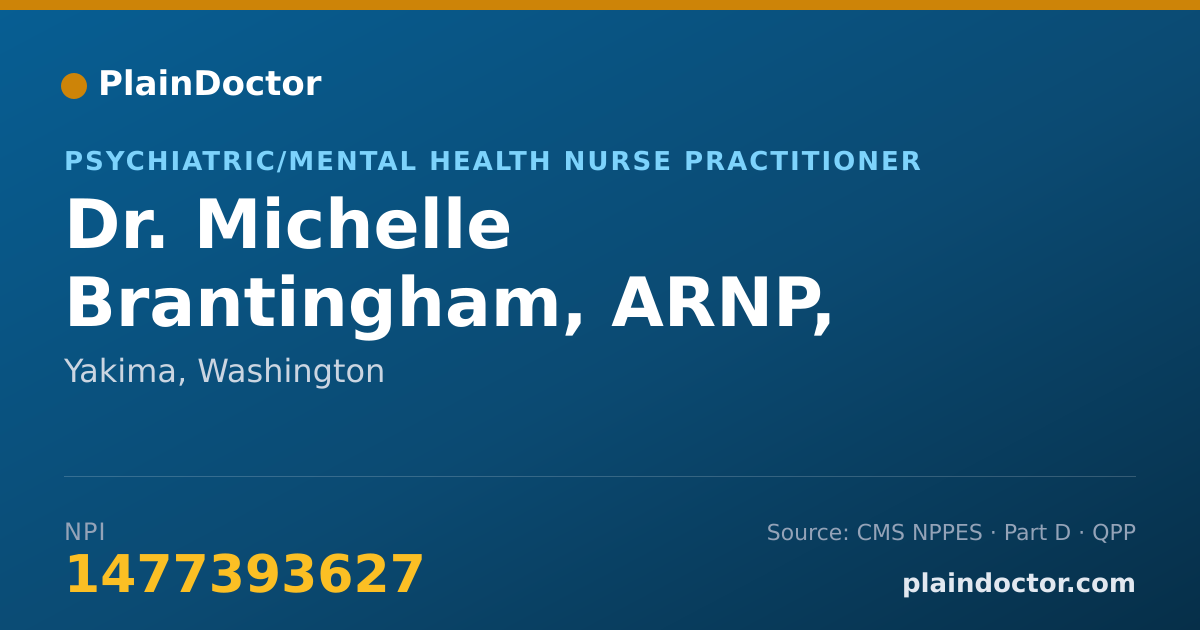 Shareable card for Michelle Brantingham, ARNP, PMHNP-BC - Psychiatric/Mental Health Nurse Practitioner, Yakima, WA