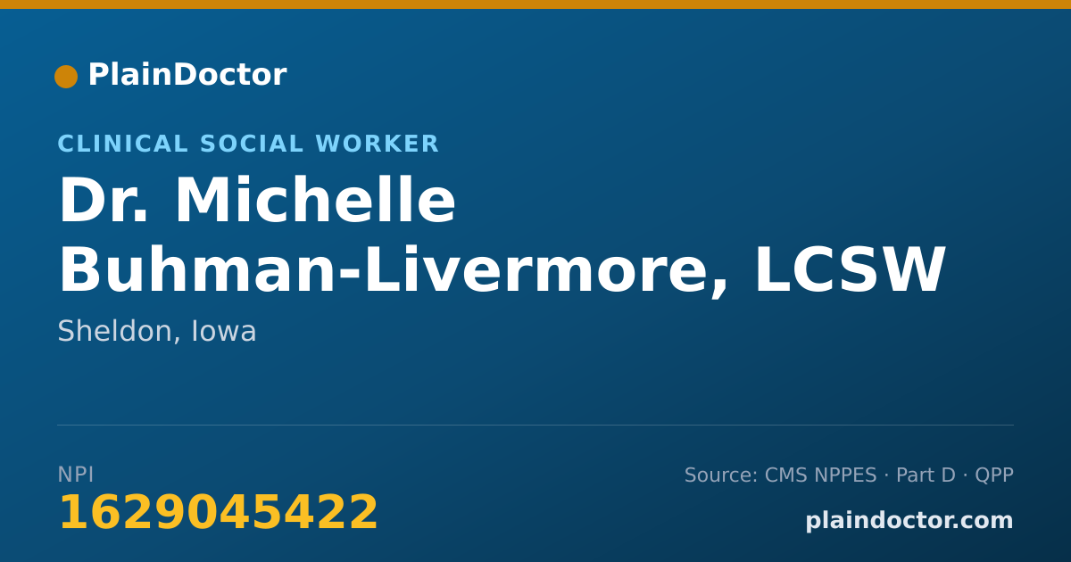 Shareable card for Michelle Buhman-Livermore, LCSW - Clinical Social Worker, Sheldon, IA