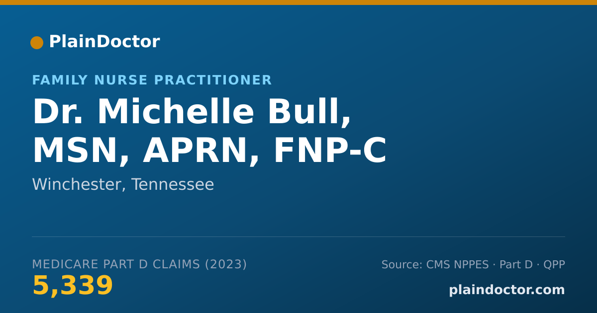 Shareable card for Michelle Bull, MSN, APRN, FNP-C - Family Nurse Practitioner, Winchester, TN