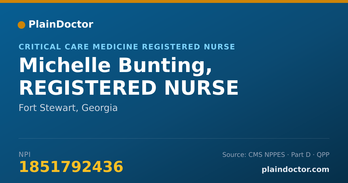Shareable card for Michelle Bunting, REGISTERED NURSE - Critical Care Medicine Registered Nurse, Fort Stewart, GA