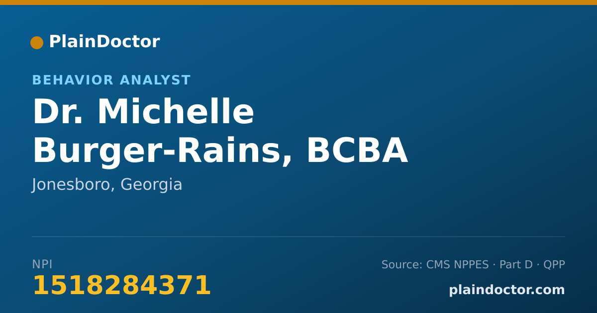 Shareable card for Michelle Burger-Rains, BCBA - Behavior Analyst, Jonesboro, GA