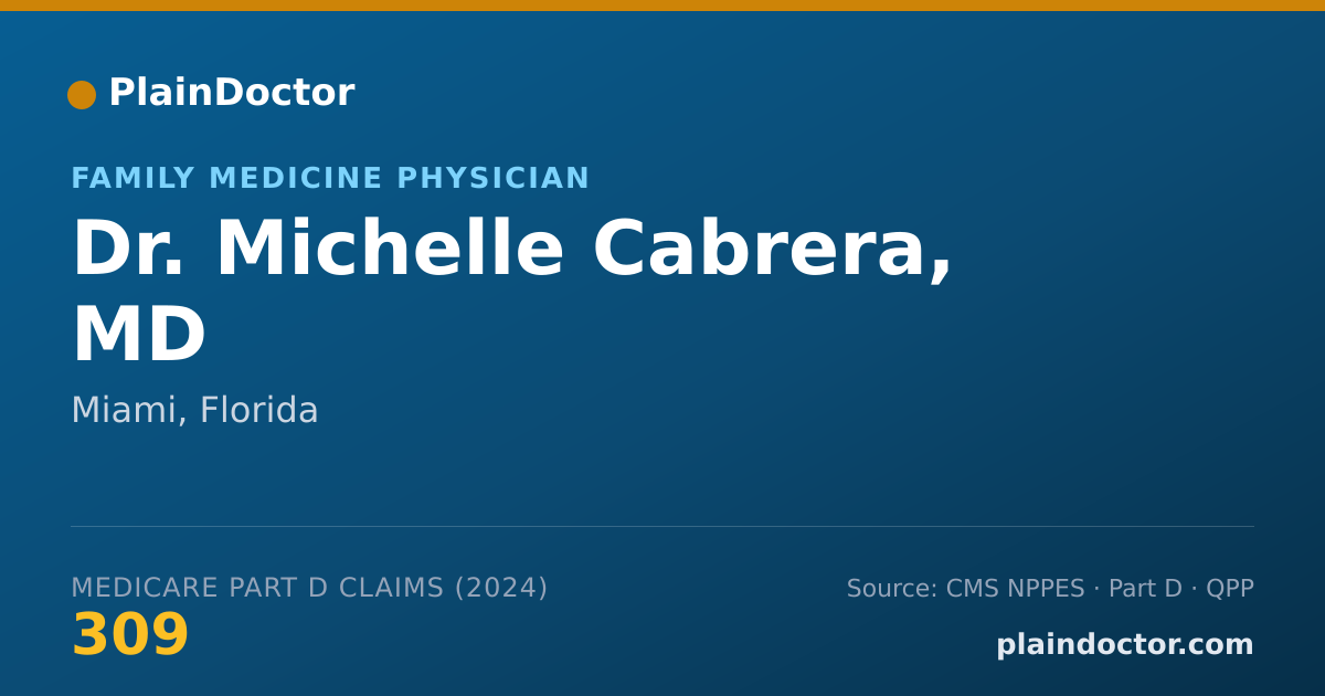 Shareable card for Michelle Cabrera, MD - General Practice Physician, Miami, FL