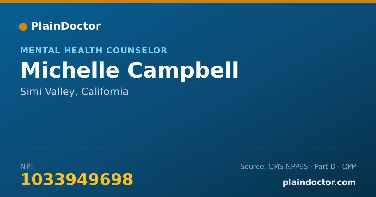 Shareable card for Michelle Campbell - Mental Health Counselor, Simi Valley, CA