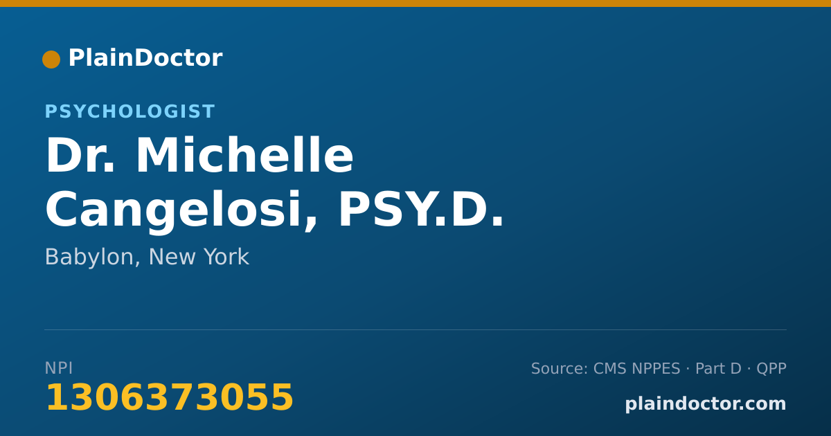 Shareable card for Michelle Cangelosi, PSY.D. - Psychologist, Babylon, NY