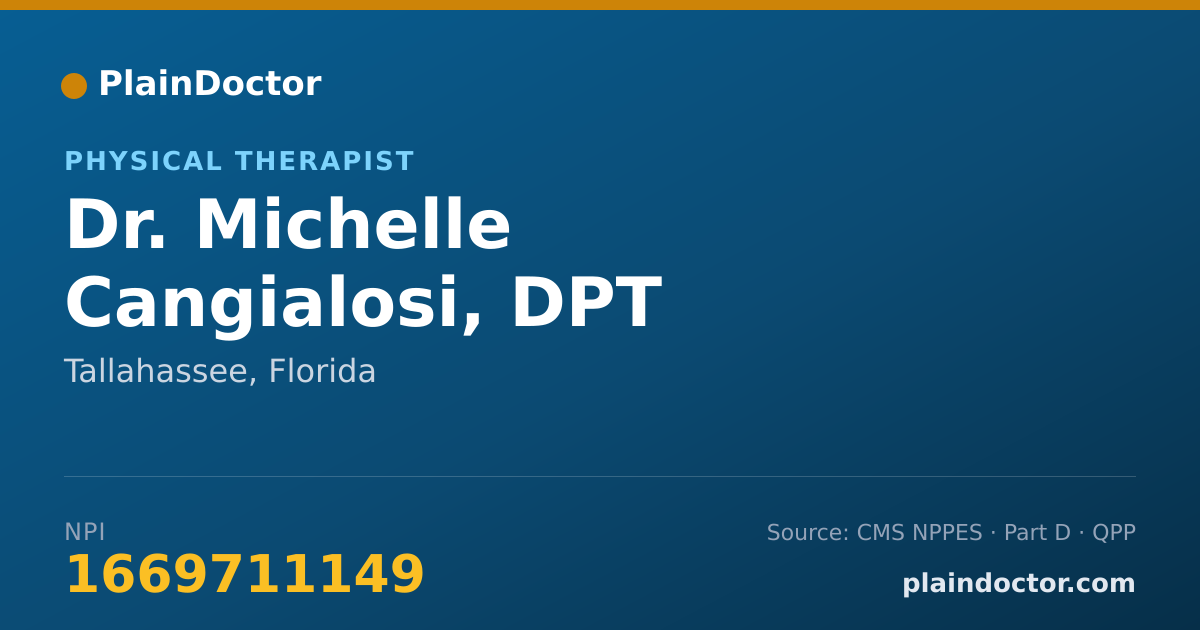 Shareable card for Michelle Cangialosi, DPT - Physical Therapist, Tallahassee, FL