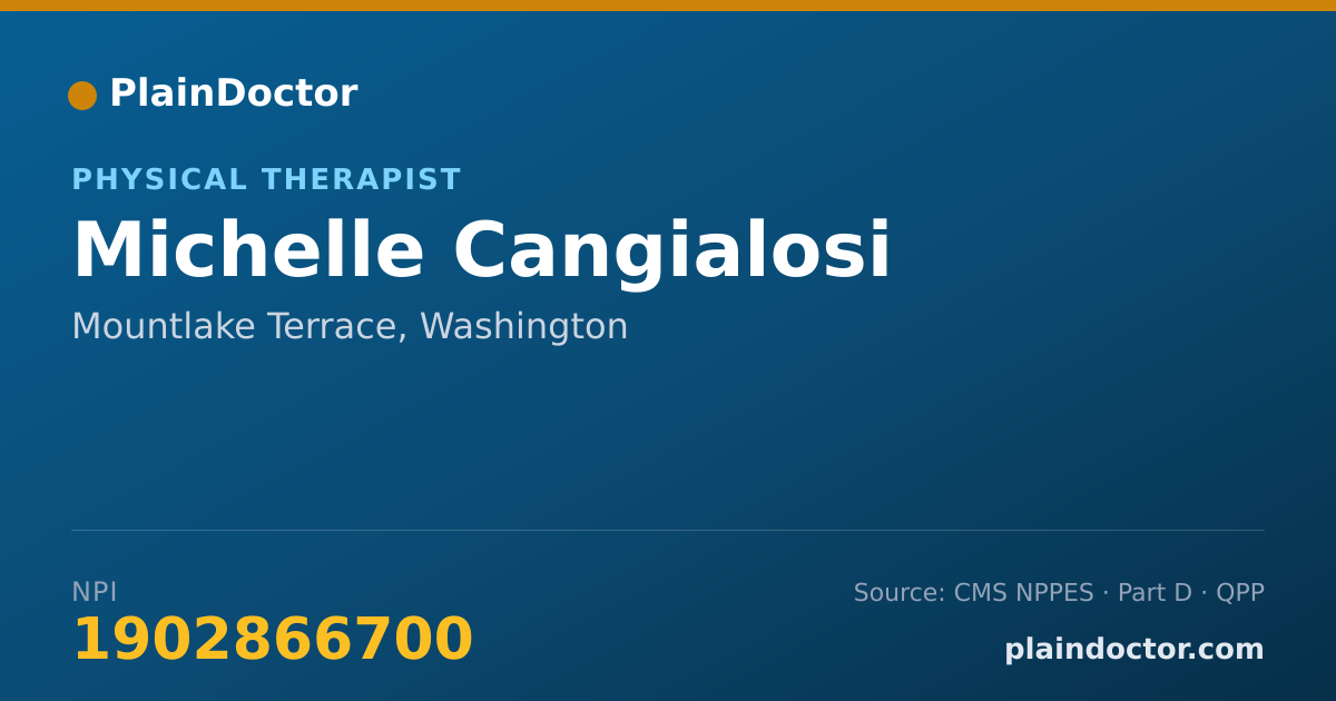 Shareable card for Michelle Cangialosi - Physical Therapist, Mountlake Terrace, WA
