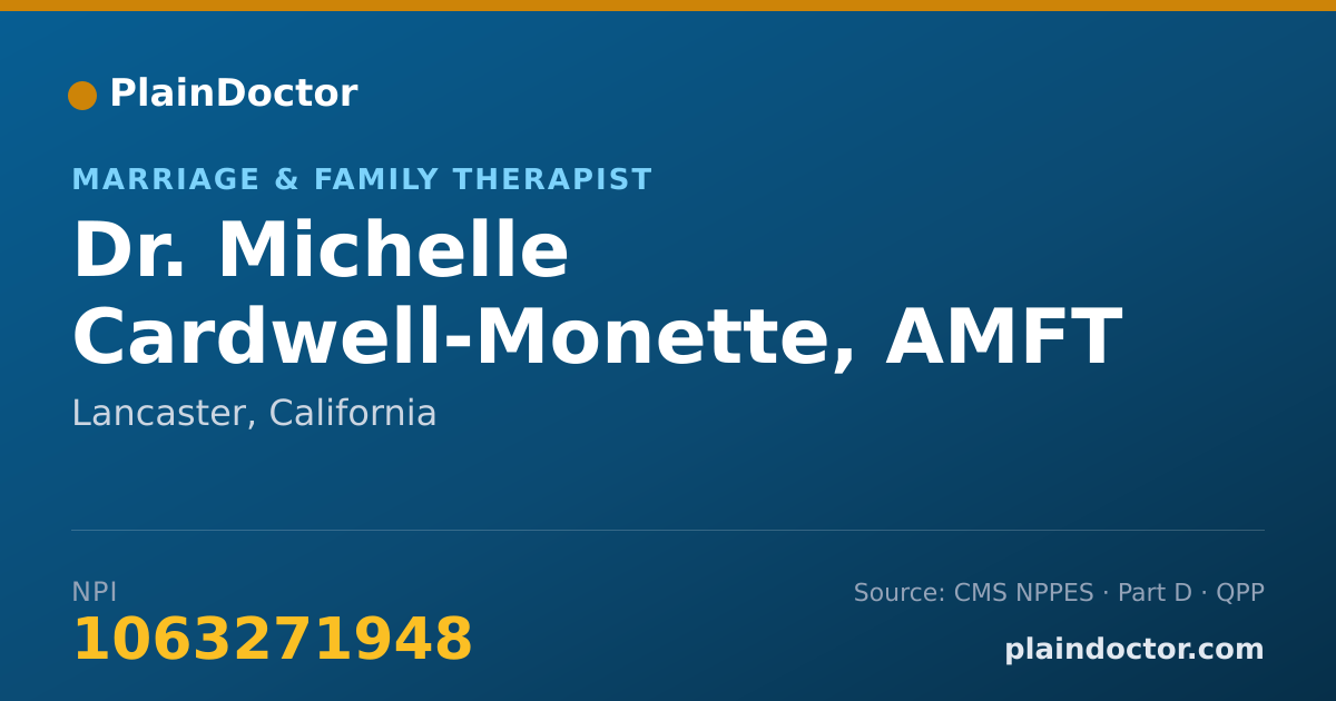 Shareable card for Michelle Cardwell-Monette, AMFT - Marriage & Family Therapist, Lancaster, CA