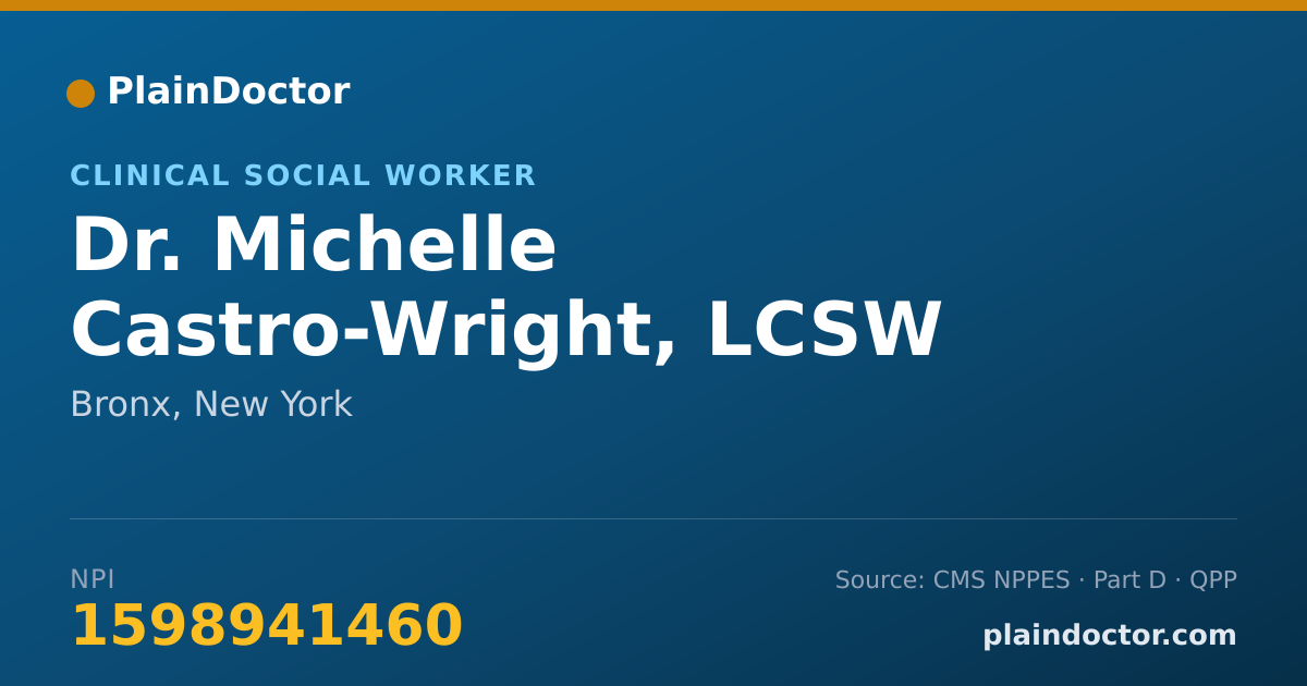 Shareable card for Michelle Castro-Wright, LCSW - Clinical Social Worker, Bronx, NY