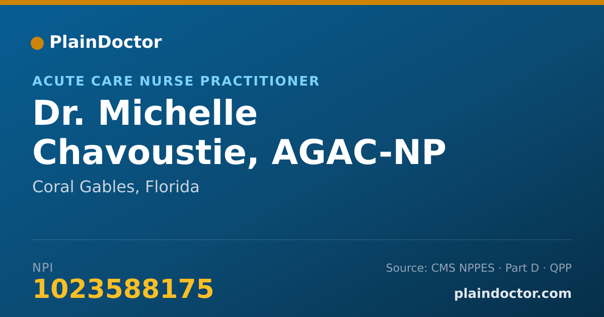 Shareable card for Michelle Chavoustie, AGAC-NP - Acute Care Nurse Practitioner, Coral Gables, FL