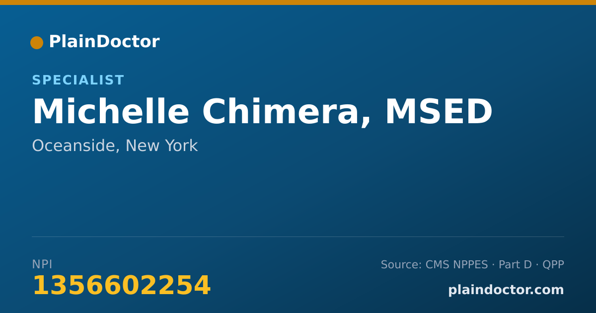 Shareable card for Michelle Chimera, MSED - Specialist, Oceanside, NY