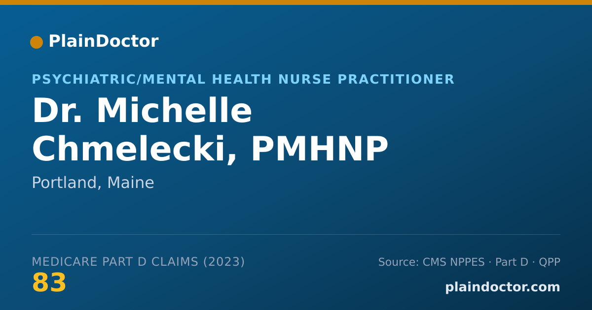 Shareable card for Michelle Chmelecki, PMHNP - Psychiatric/Mental Health Nurse Practitioner, Portland, ME