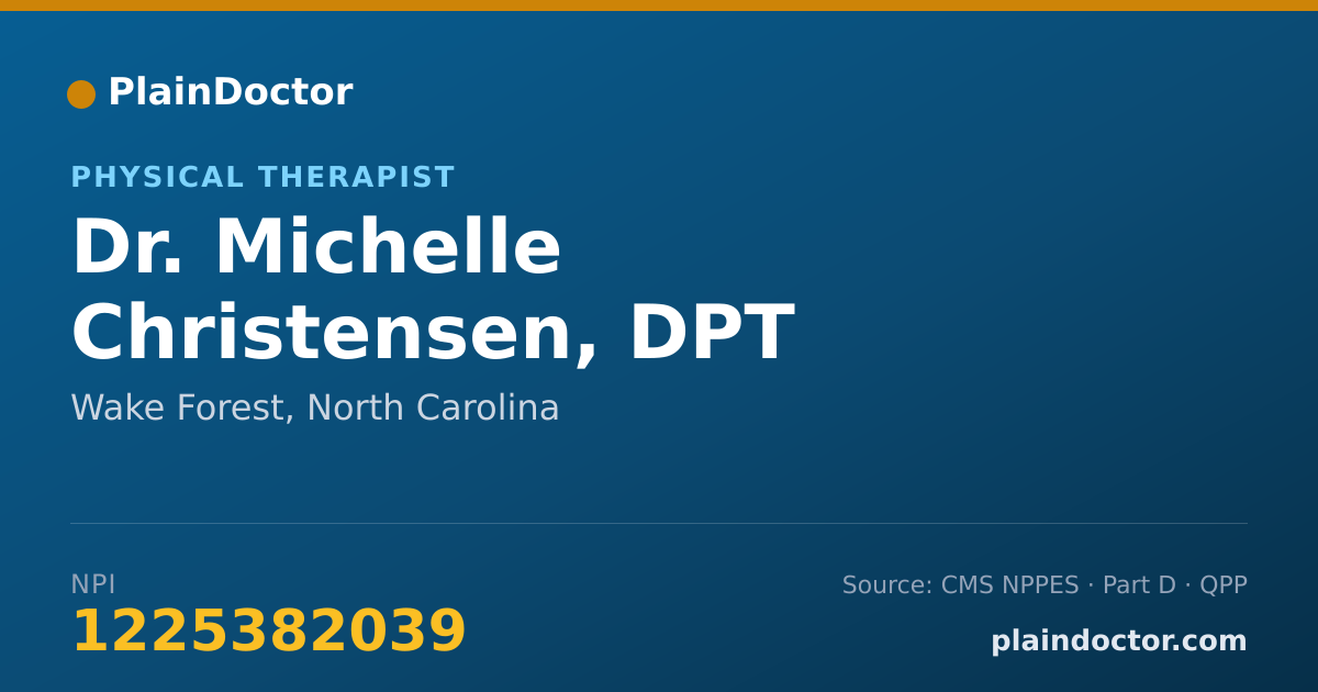 Shareable card for Michelle Christensen, DPT - Physical Therapist, Wake Forest, NC
