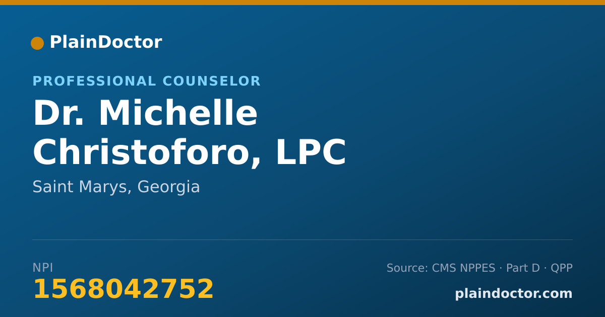 Shareable card for Michelle Christoforo, LPC - Professional Counselor, Saint Marys, GA
