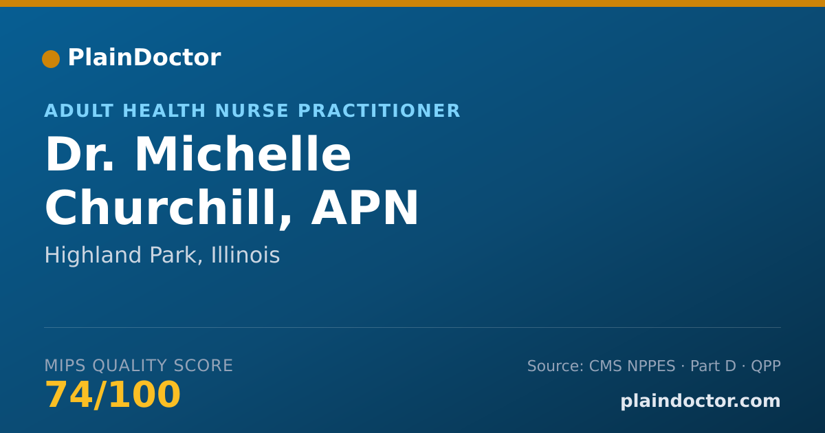 Shareable card for Michelle Churchill, APN - Adult Health Nurse Practitioner, Highland Park, IL