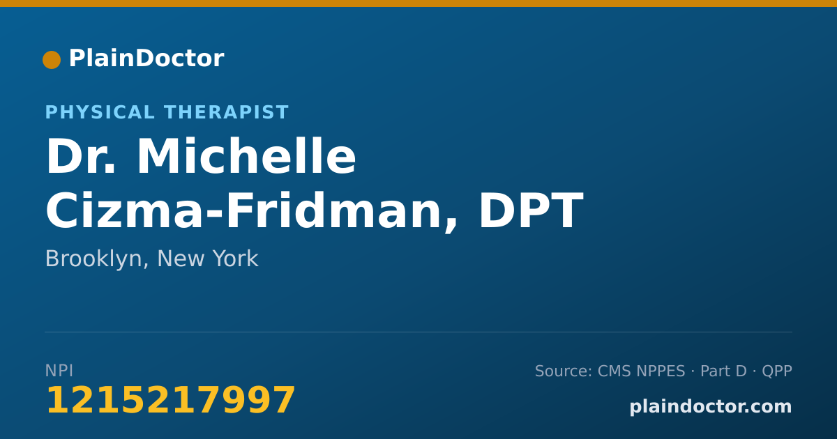 Shareable card for Michelle Cizma-Fridman, DPT - Physical Therapist, Brooklyn, NY