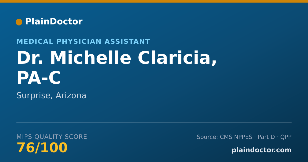 Shareable card for Michelle Claricia, PA-C - Medical Physician Assistant, Surprise, AZ