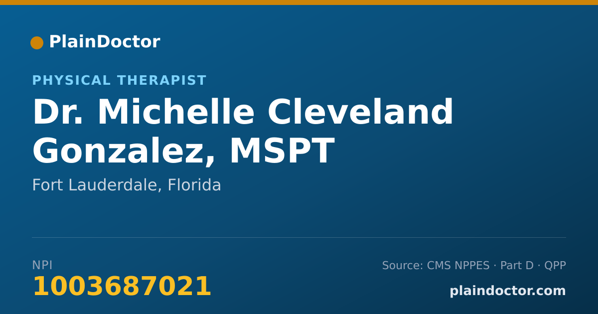 Shareable card for Michelle Cleveland Gonzalez, MSPT - Physical Therapist, Fort Lauderdale, FL