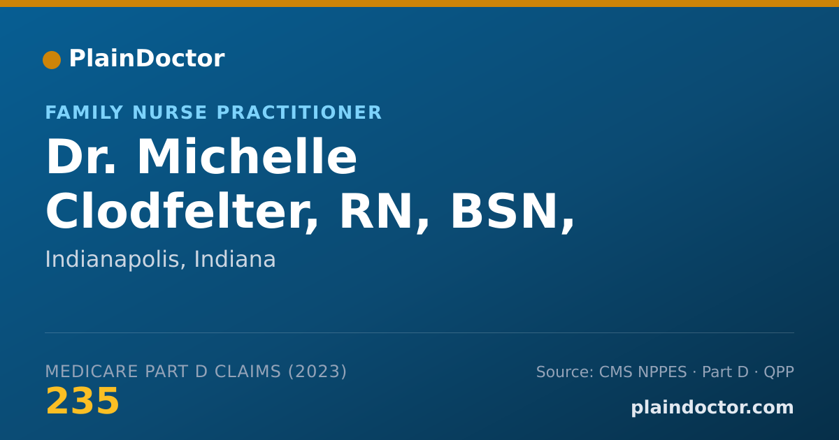 Shareable card for Michelle Clodfelter, RN, BSN, FNP-C - Family Nurse Practitioner, Indianapolis, IN