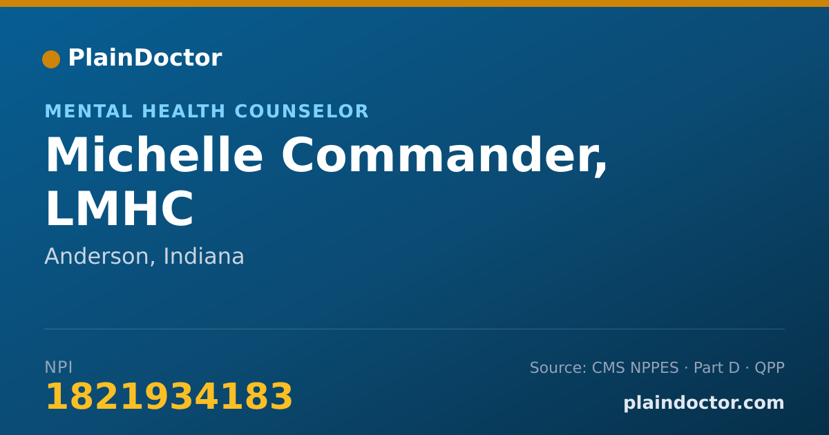 Shareable card for Michelle Commander, LMHC - Mental Health Counselor, Anderson, IN