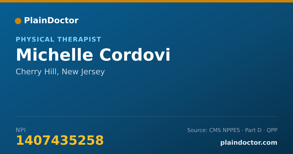 Shareable card for Michelle Cordovi - Physical Therapist, Cherry Hill, NJ