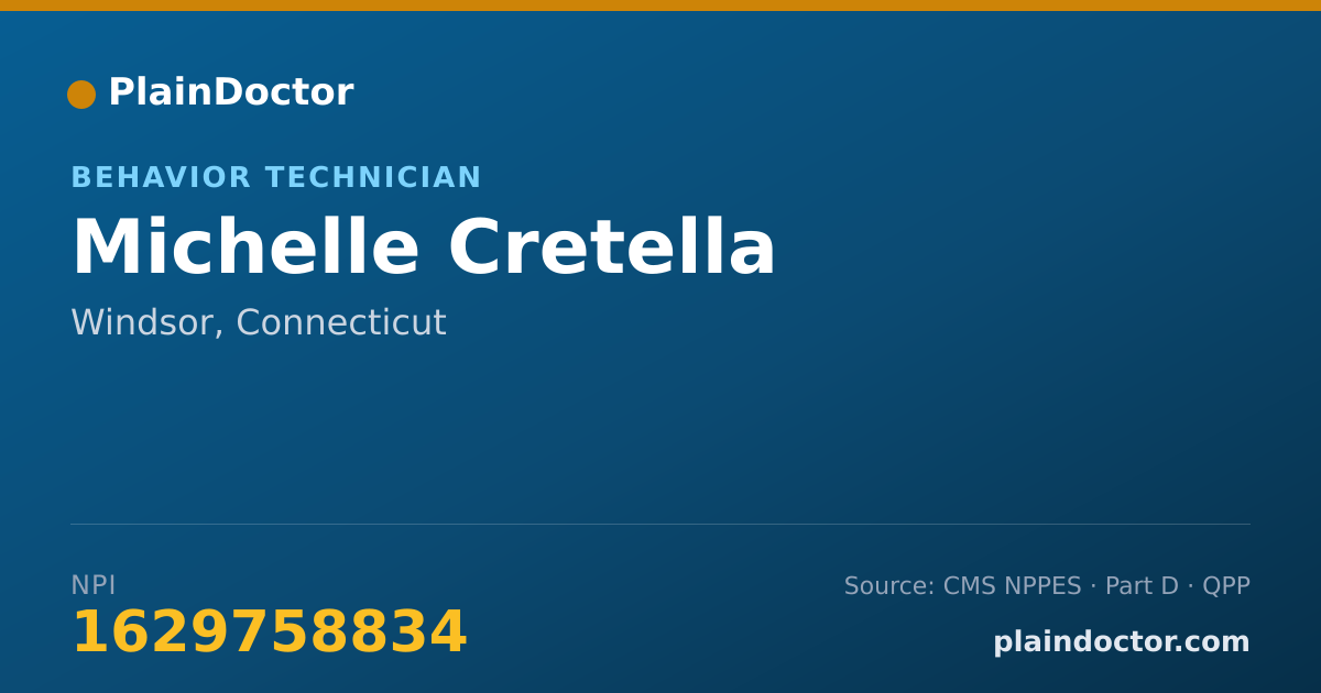 Shareable card for Michelle Cretella - Behavior Technician, Windsor, CT