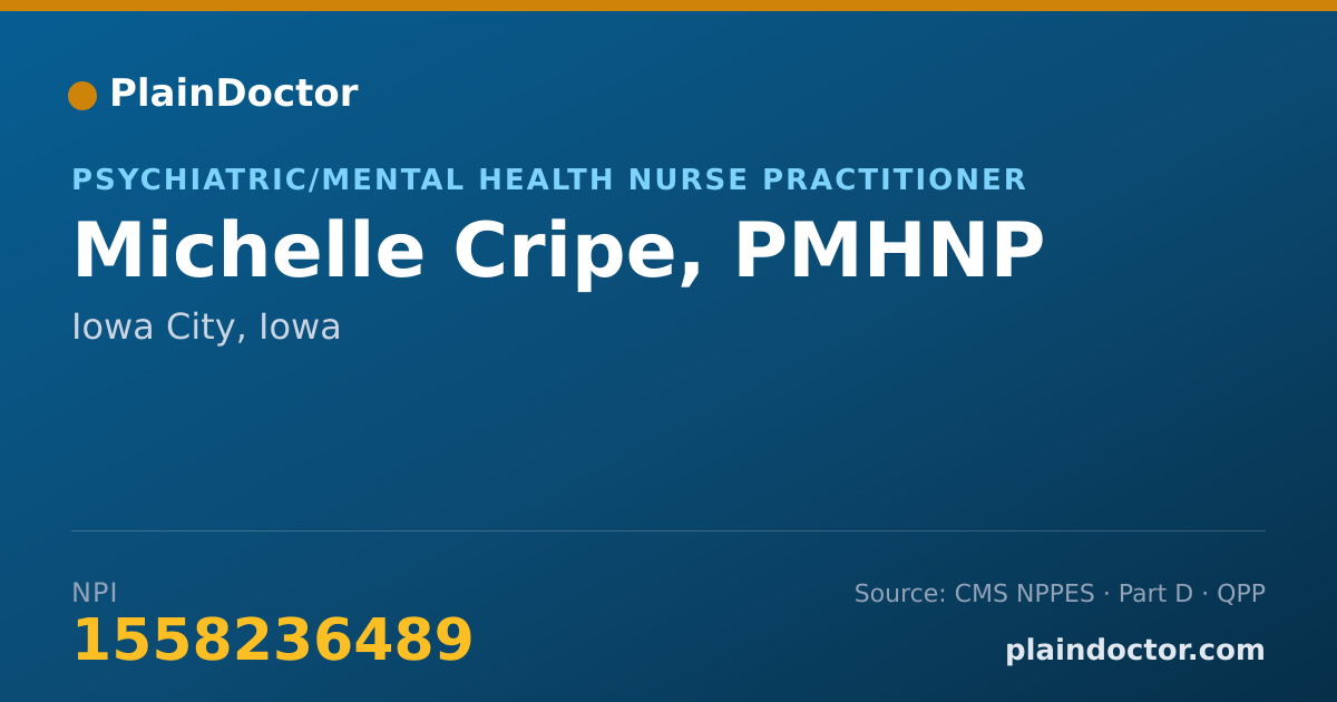 Shareable card for Michelle Cripe, PMHNP - Psychiatric/Mental Health Nurse Practitioner, Iowa City, IA