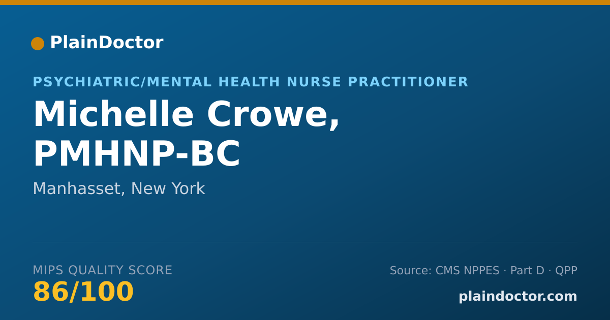 Shareable card for Michelle Crowe, PMHNP-BC - Psychiatric/Mental Health Nurse Practitioner, Manhasset, NY